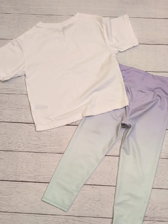 Champion Kids White T-Shirt & Gap Fit Lavender Ombre Capri Leggings Set - S / 8 - Picture 8 of 9